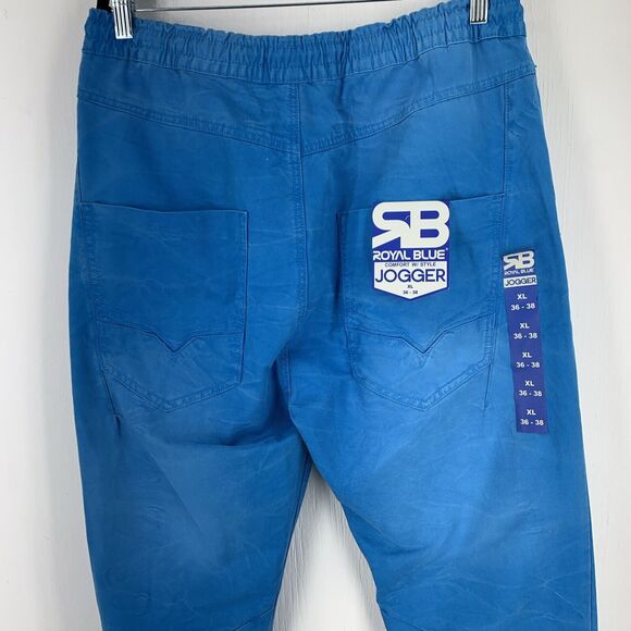RB Royal Blue Joggers Mens XL Y2K Retro Hip Hop Skate Drawstring Pull on NEW - Picture 10 of 12